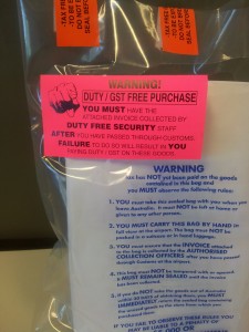 Sealed bag with Pink Warning Label